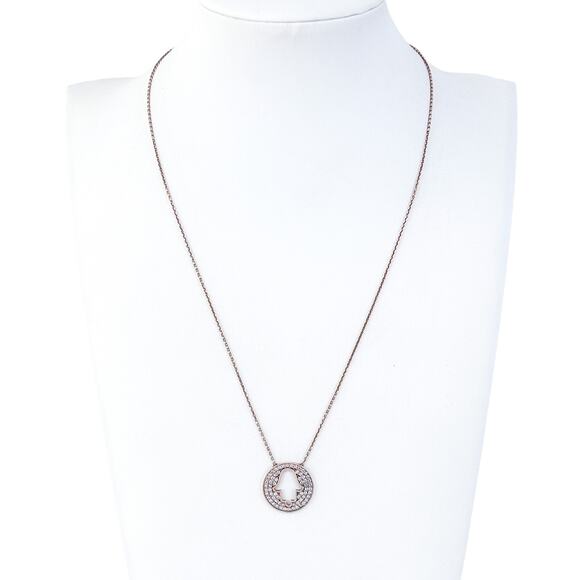 Rose Gold-Tone Sterling Silver Pavé CZ Hamsa Cut Out Necklace 16.5"-17.5" - Picture 1 of 6